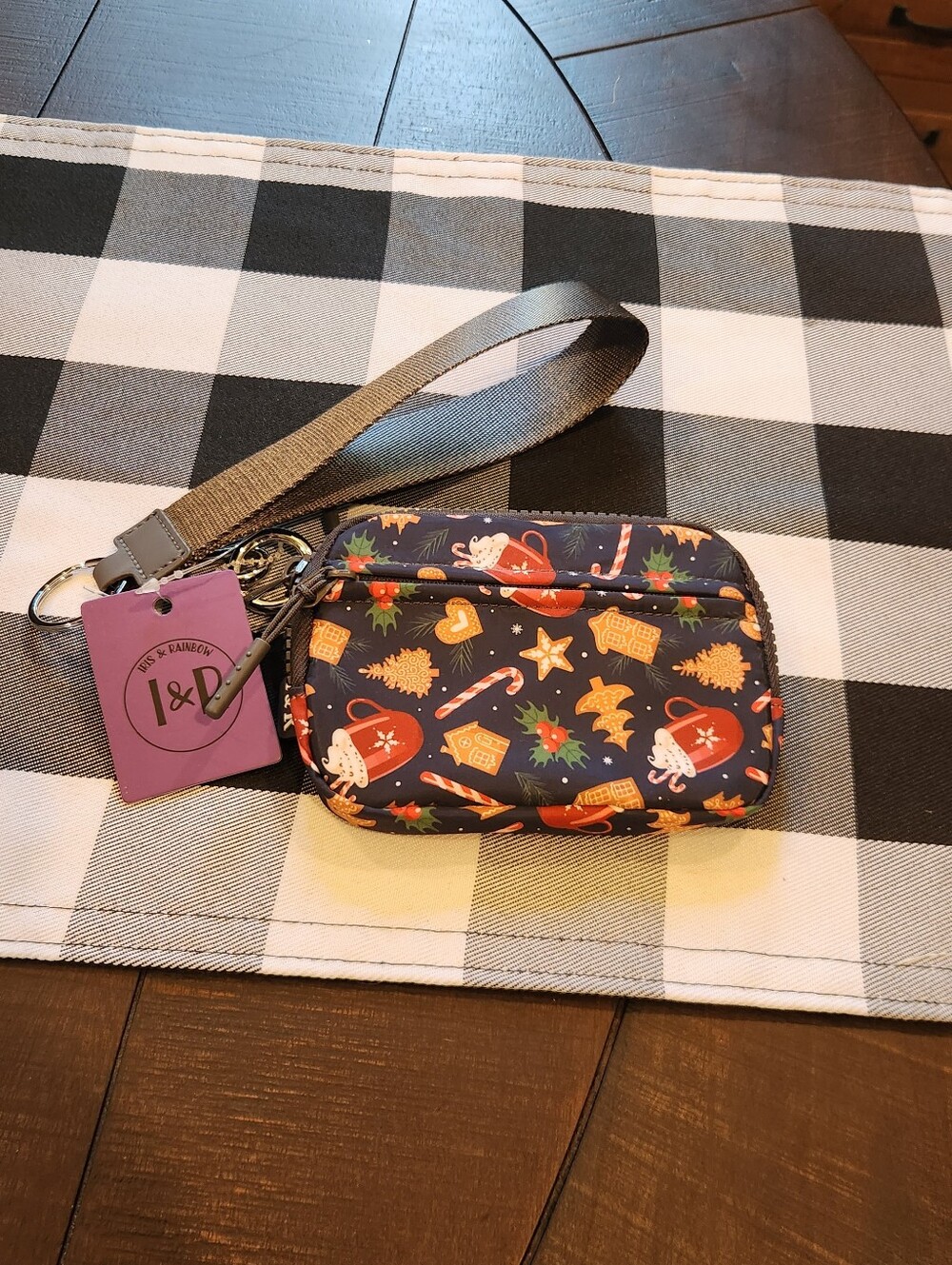New With Tags! Iris & Rainbow Holiday Wristlet is in the Retired Print